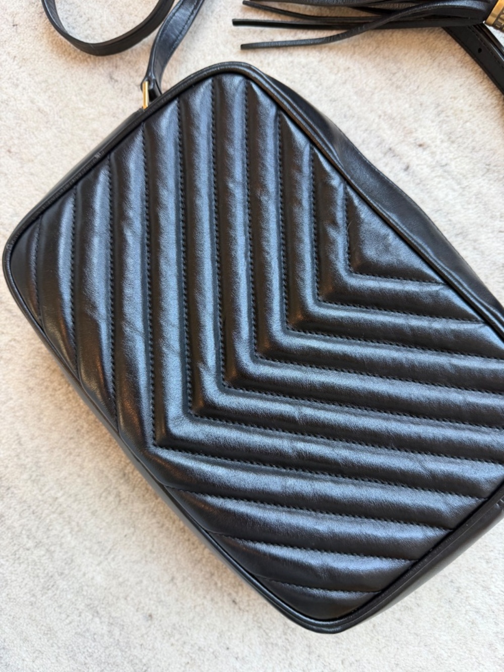 Saint Laurent Lou Camera Bag Black Quilted Leather Tassel Crossbody - Picture 6 of 10